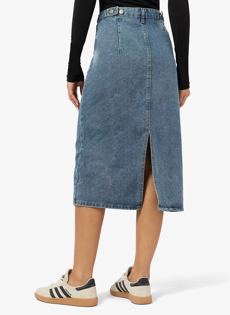 Ginger Denim Straight Fit Midi Skirt - Image 2
